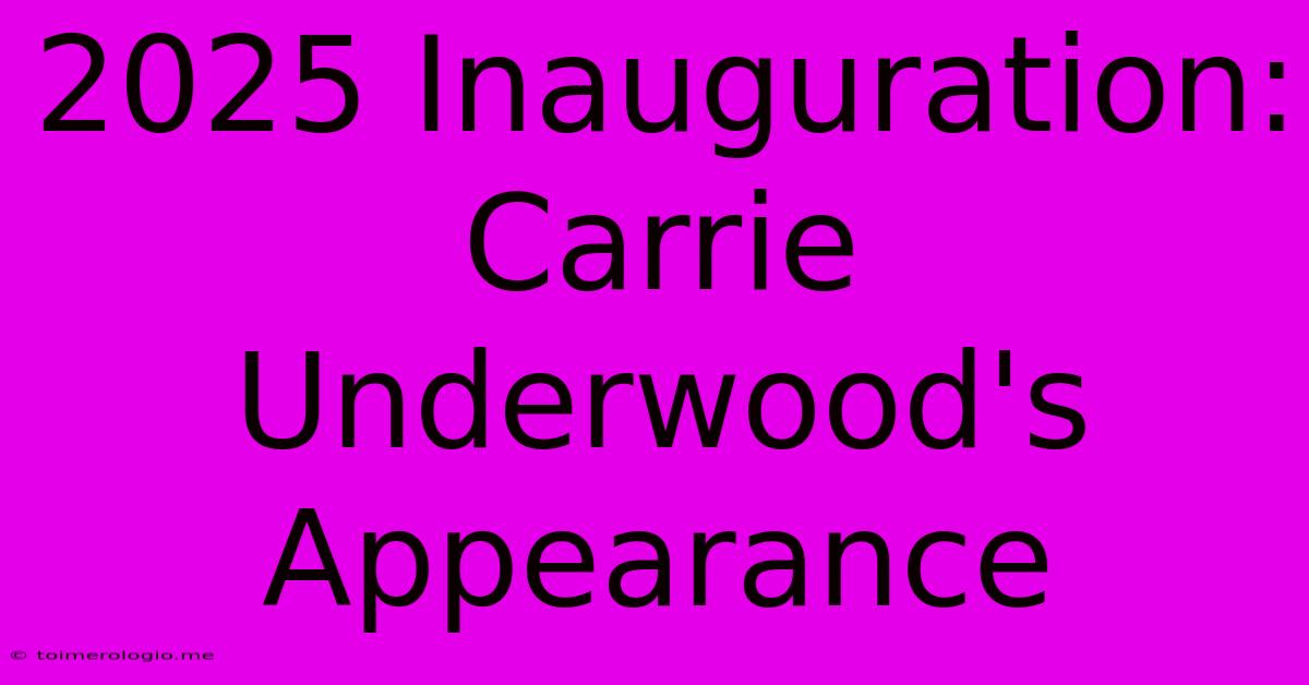 2025 Inauguration: Carrie Underwood's Appearance