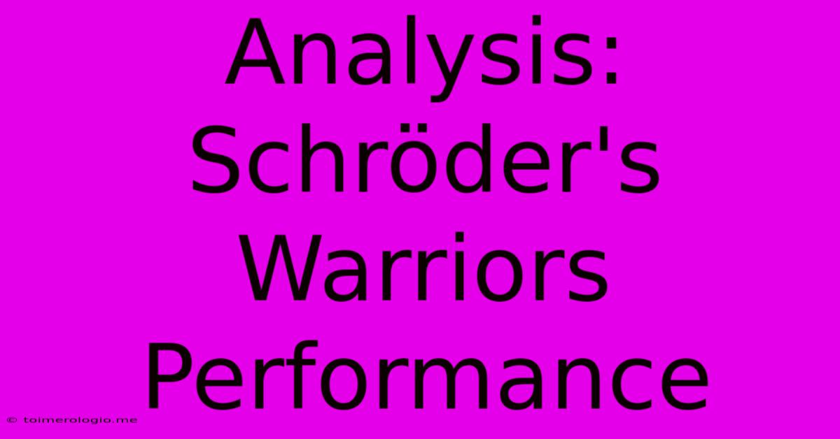 Analysis: Schröder's Warriors Performance