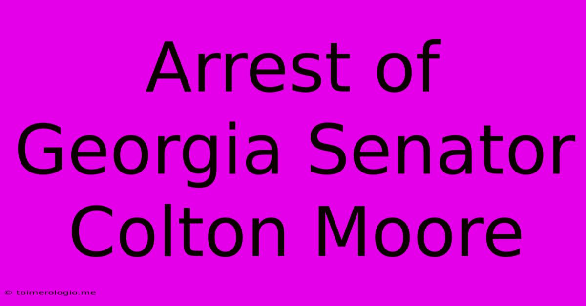 Arrest Of Georgia Senator Colton Moore