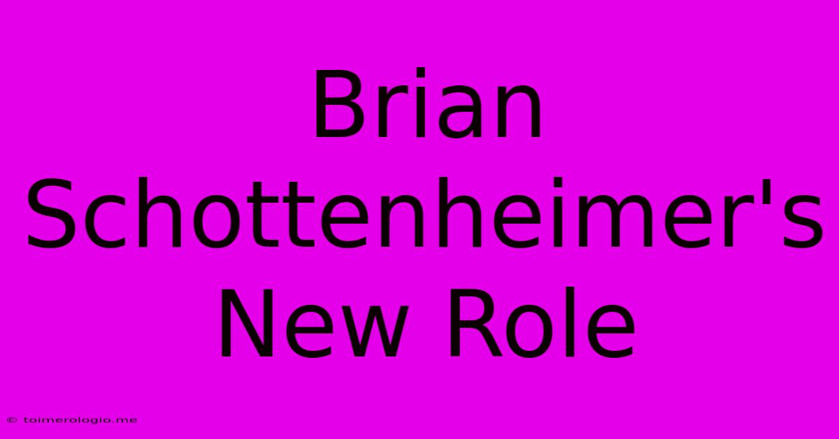 Brian Schottenheimer's New Role