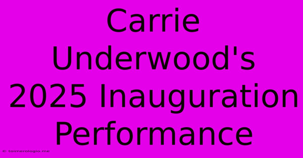 Carrie Underwood's 2025 Inauguration Performance