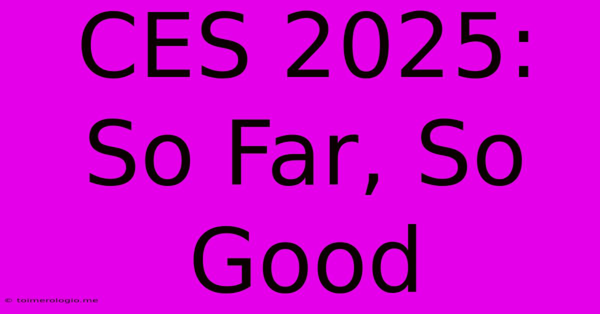 CES 2025: So Far, So Good