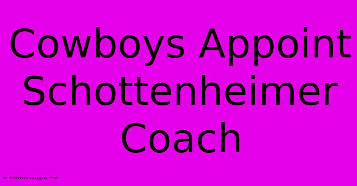 Cowboys Appoint Schottenheimer Coach