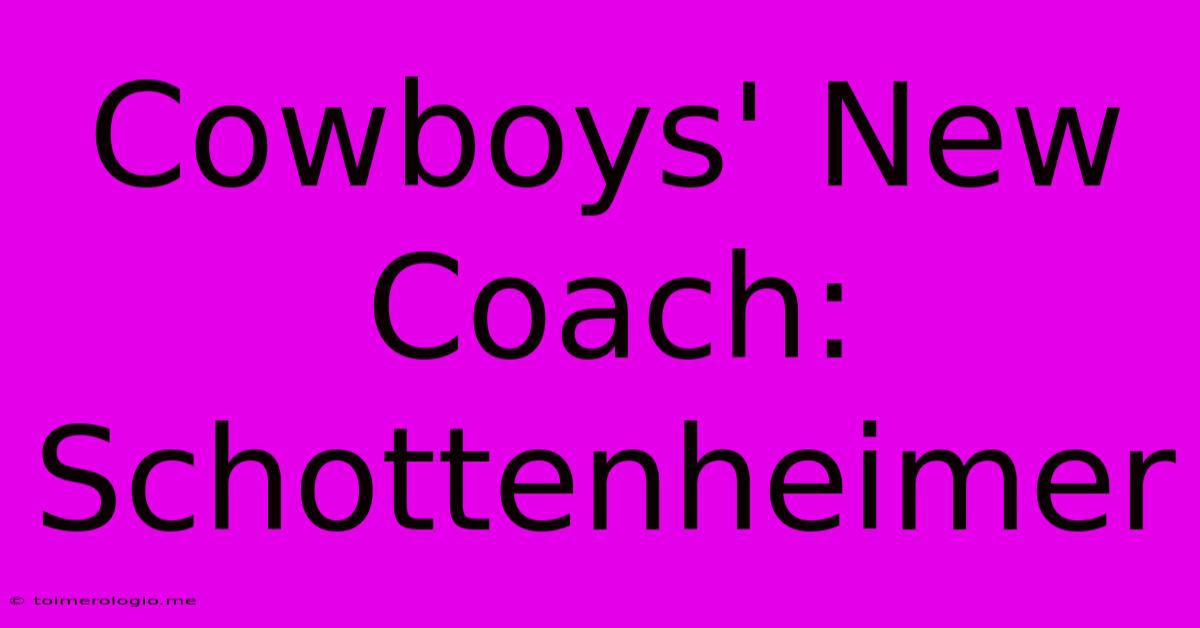 Cowboys' New Coach: Schottenheimer