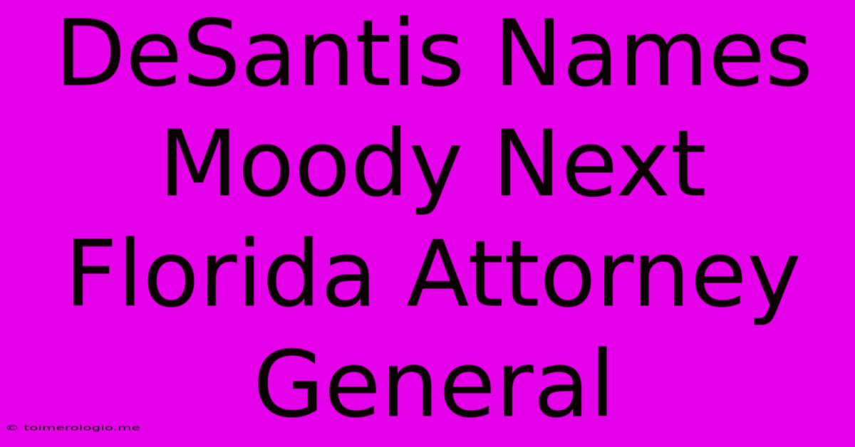 DeSantis Names Moody Next Florida Attorney General