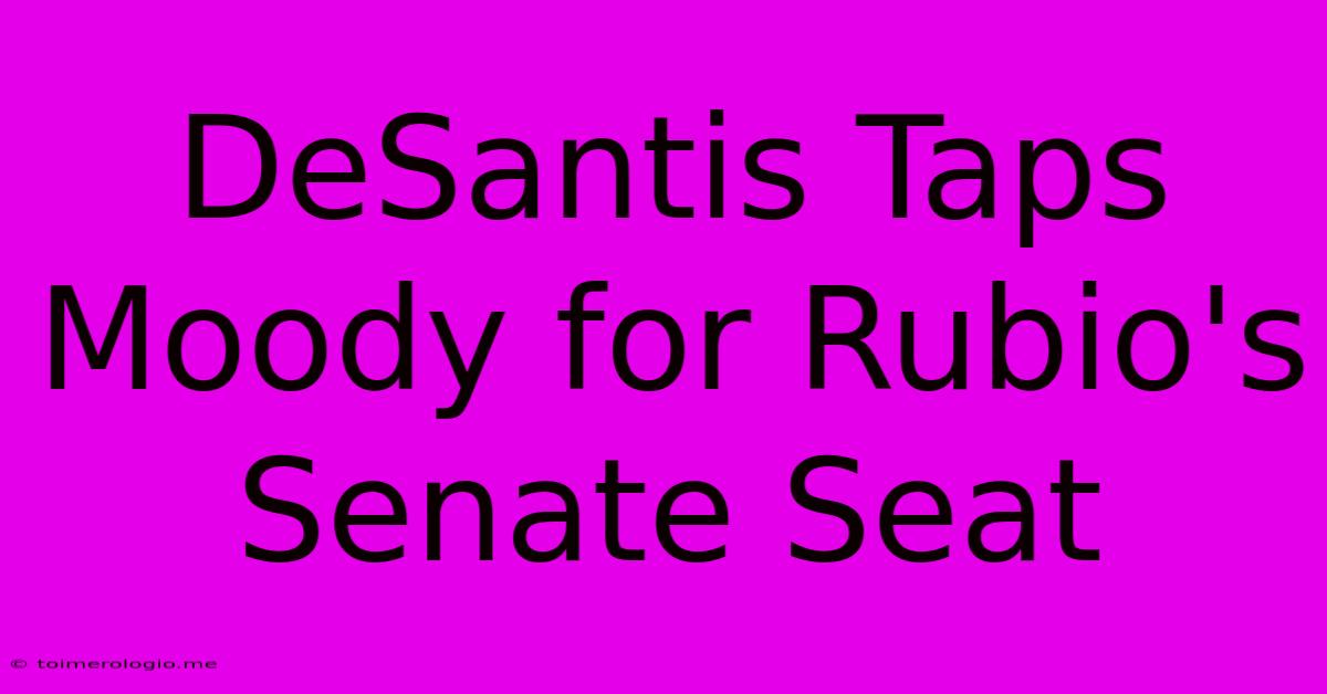 DeSantis Taps Moody For Rubio's Senate Seat