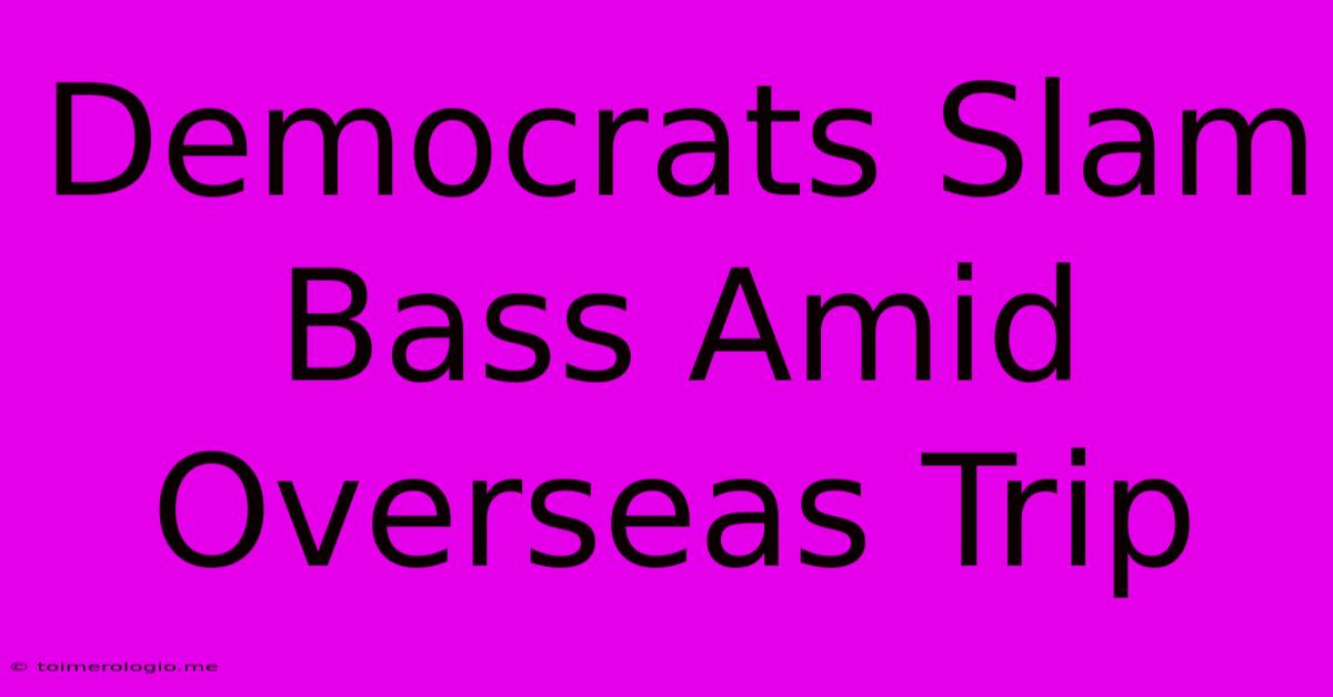 Democrats Slam Bass Amid Overseas Trip