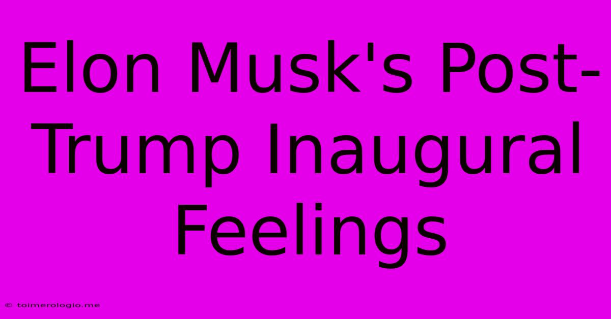 Elon Musk's Post-Trump Inaugural Feelings