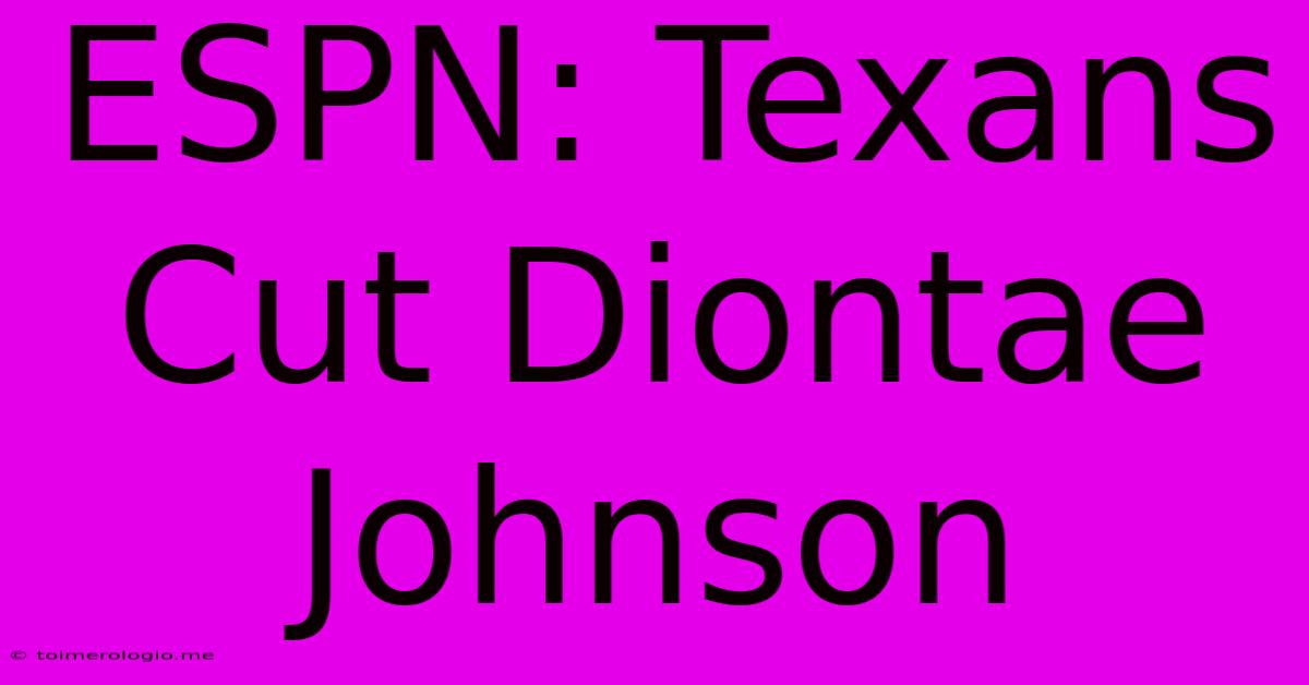 ESPN: Texans Cut Diontae Johnson