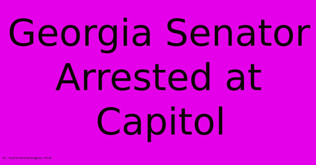 Georgia Senator Arrested At Capitol