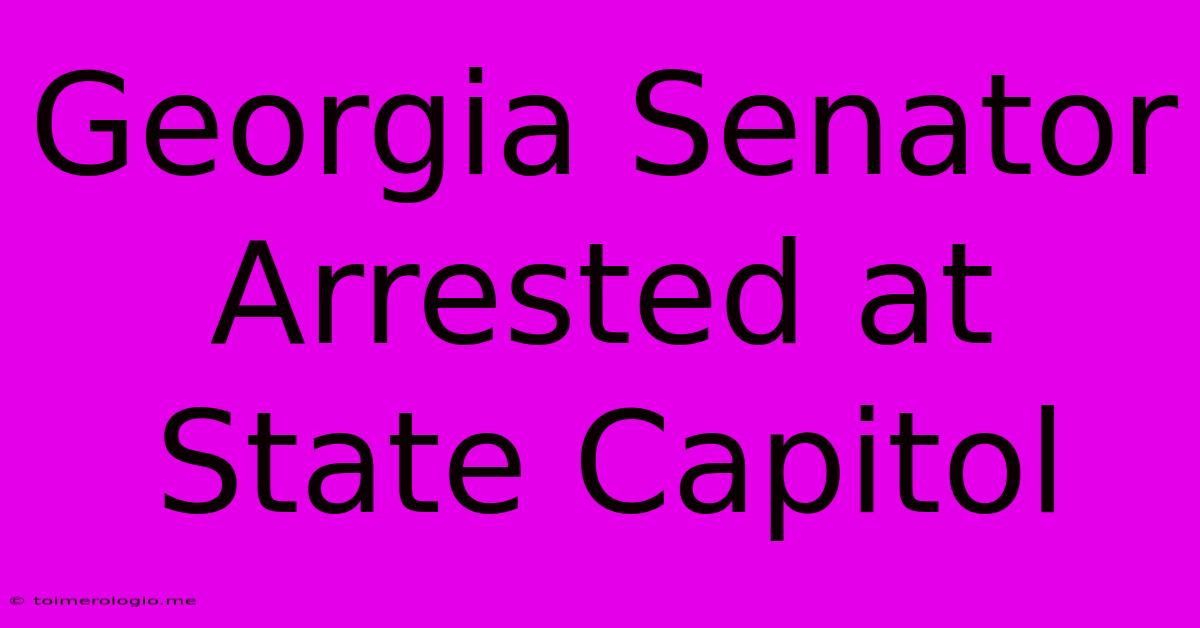 Georgia Senator Arrested At State Capitol