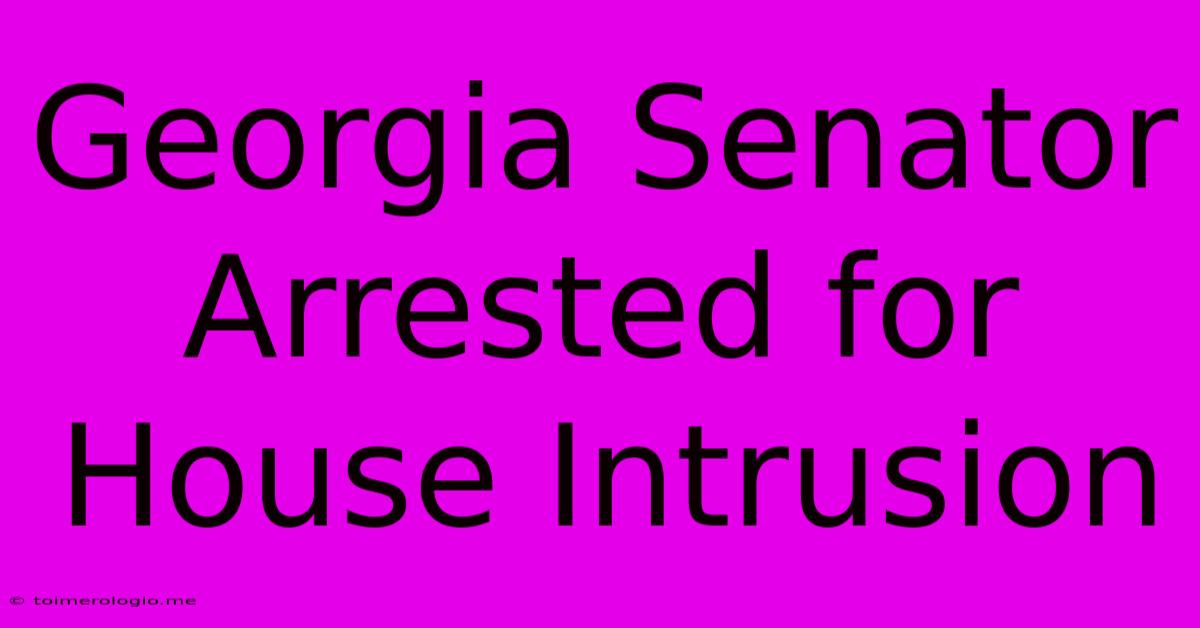 Georgia Senator Arrested For House Intrusion