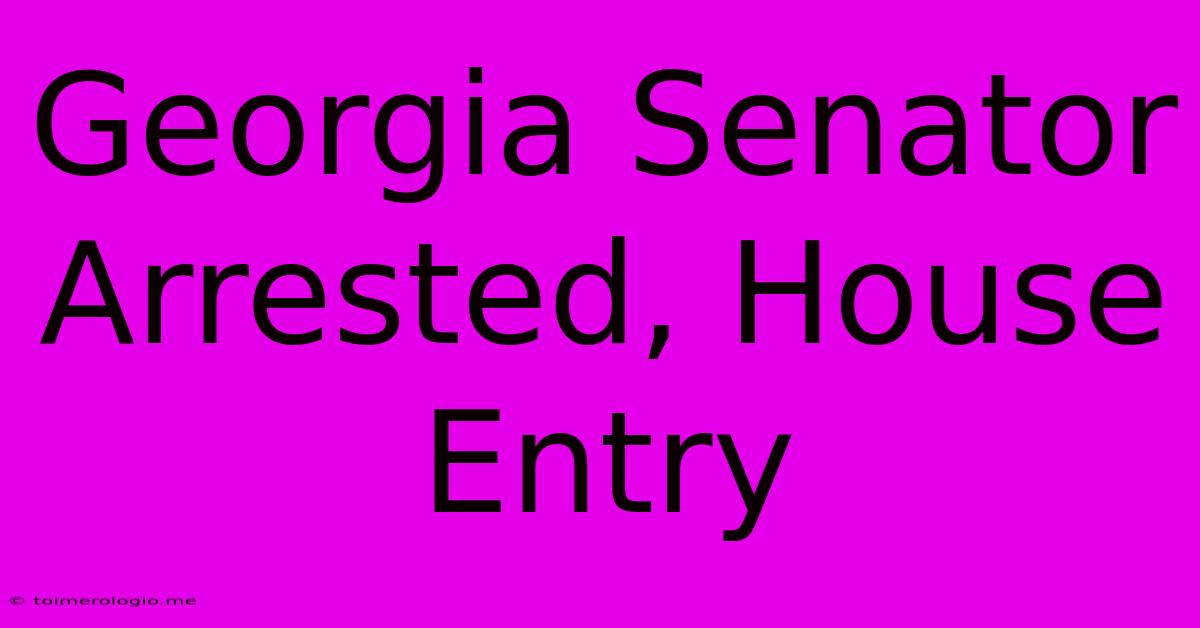 Georgia Senator Arrested, House Entry