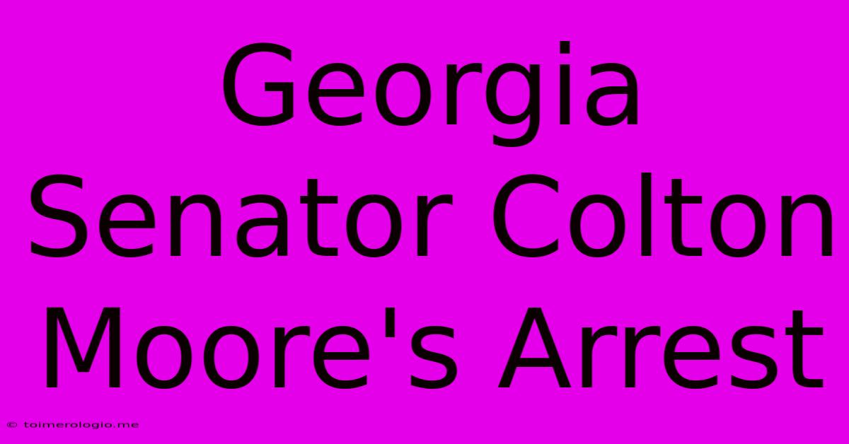 Georgia Senator Colton Moore's Arrest