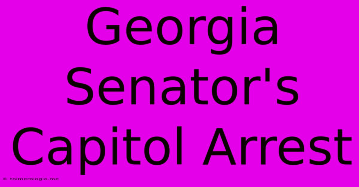 Georgia Senator's Capitol Arrest