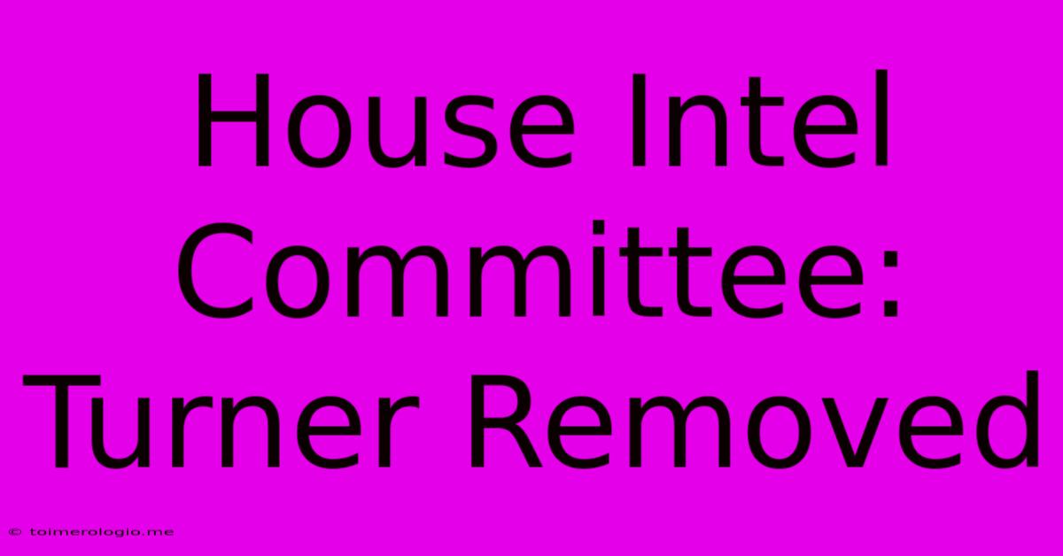 House Intel Committee: Turner Removed