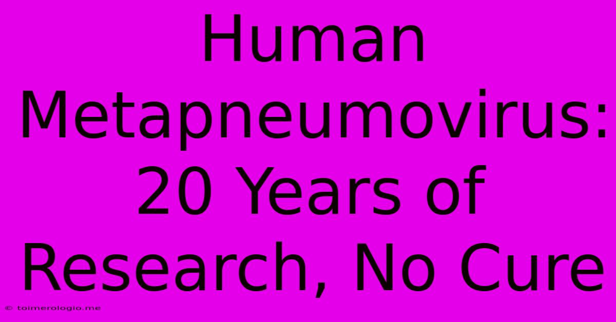 Human Metapneumovirus:  20 Years Of Research, No Cure