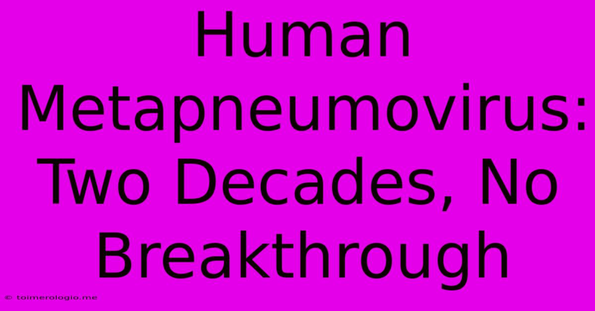 Human Metapneumovirus:  Two Decades, No Breakthrough