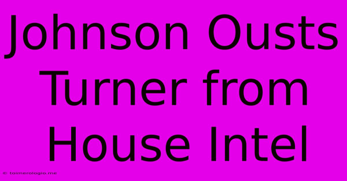 Johnson Ousts Turner From House Intel