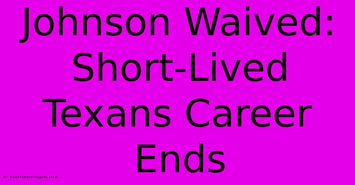 Johnson Waived: Short-Lived Texans Career Ends