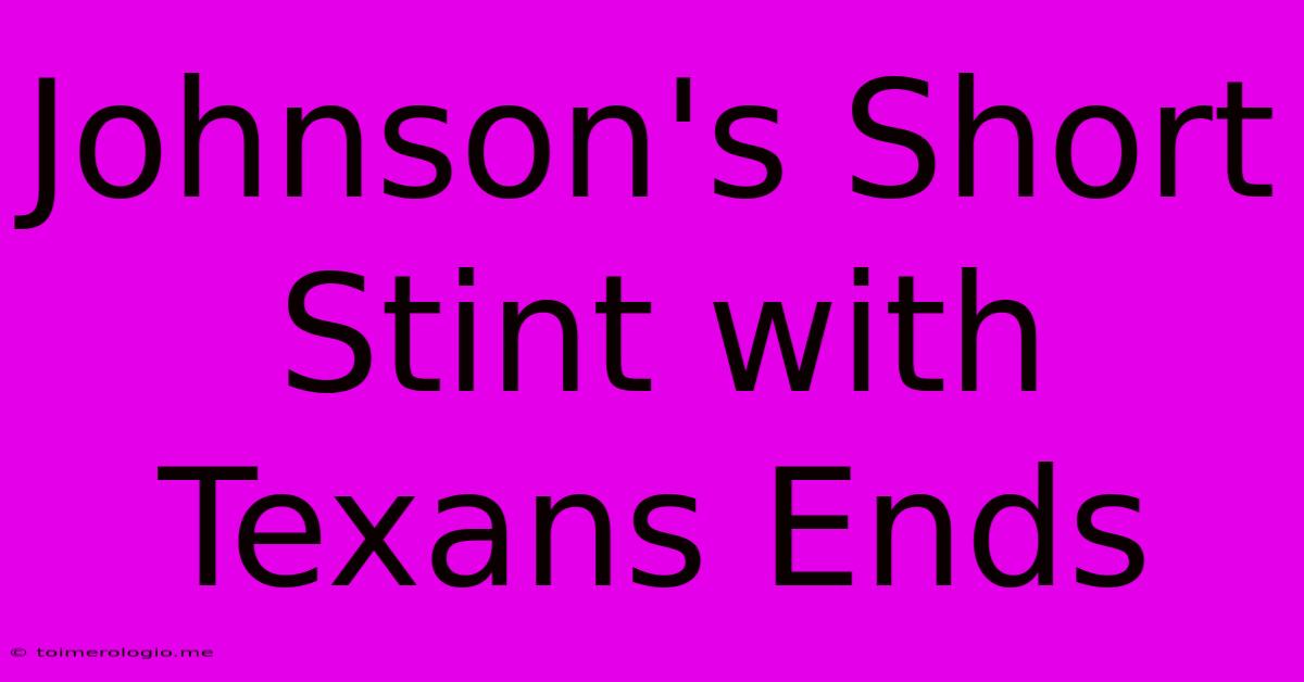 Johnson's Short Stint With Texans Ends