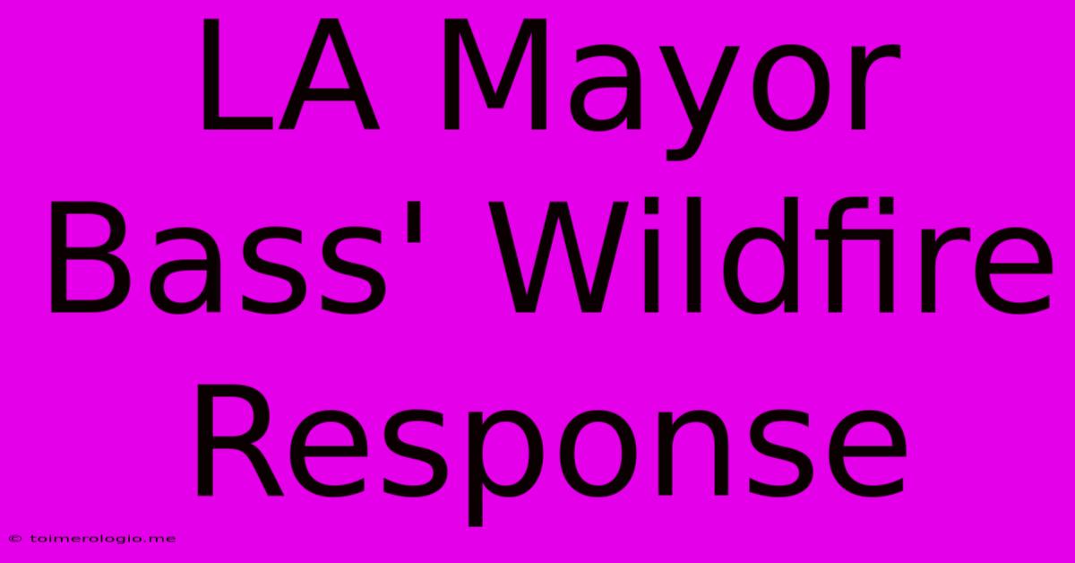 LA Mayor Bass' Wildfire Response