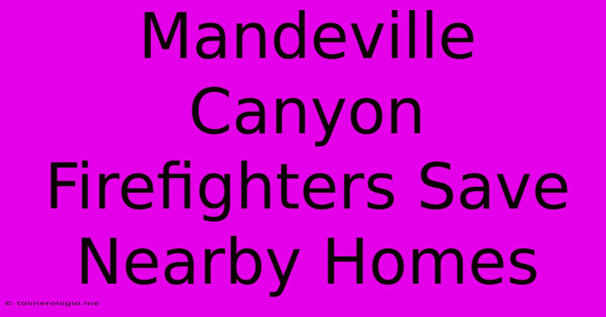 Mandeville Canyon Firefighters Save Nearby Homes