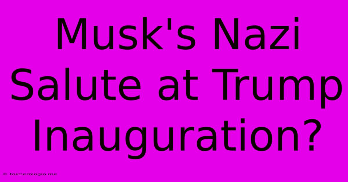 Musk's Nazi Salute At Trump Inauguration?