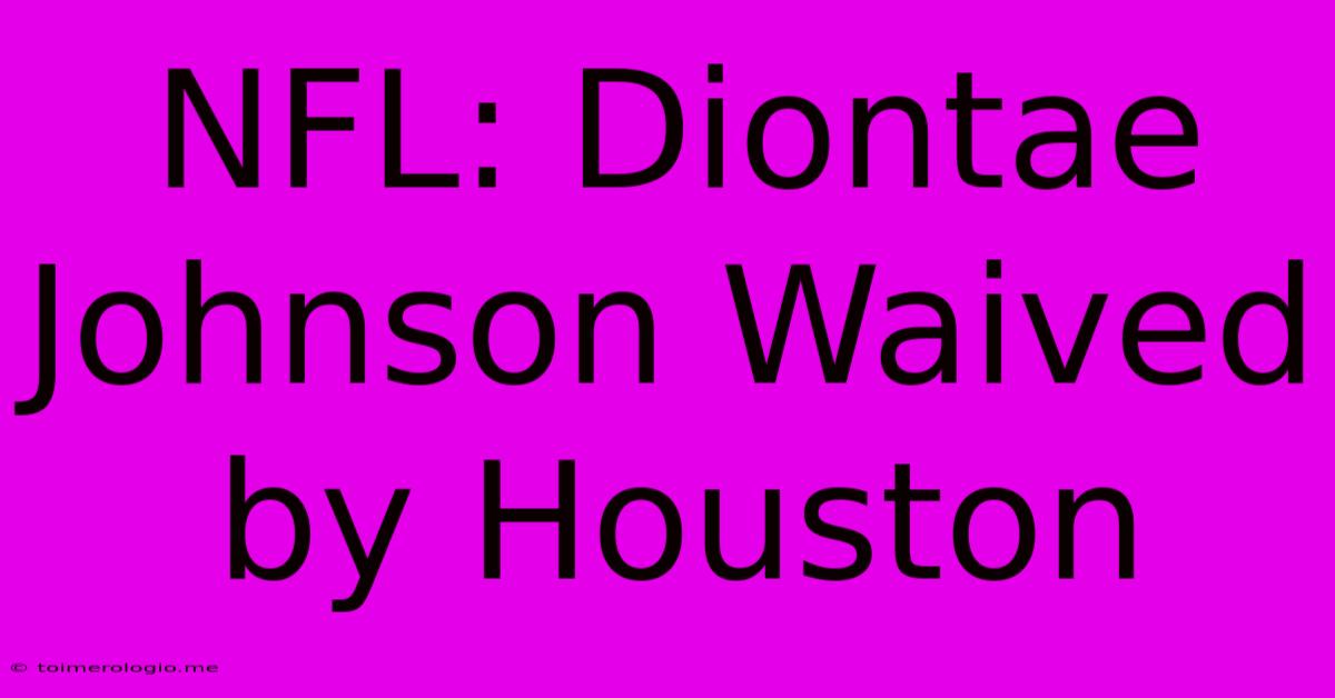 NFL: Diontae Johnson Waived By Houston