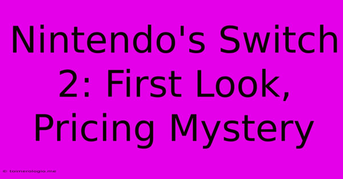 Nintendo's Switch 2: First Look, Pricing Mystery