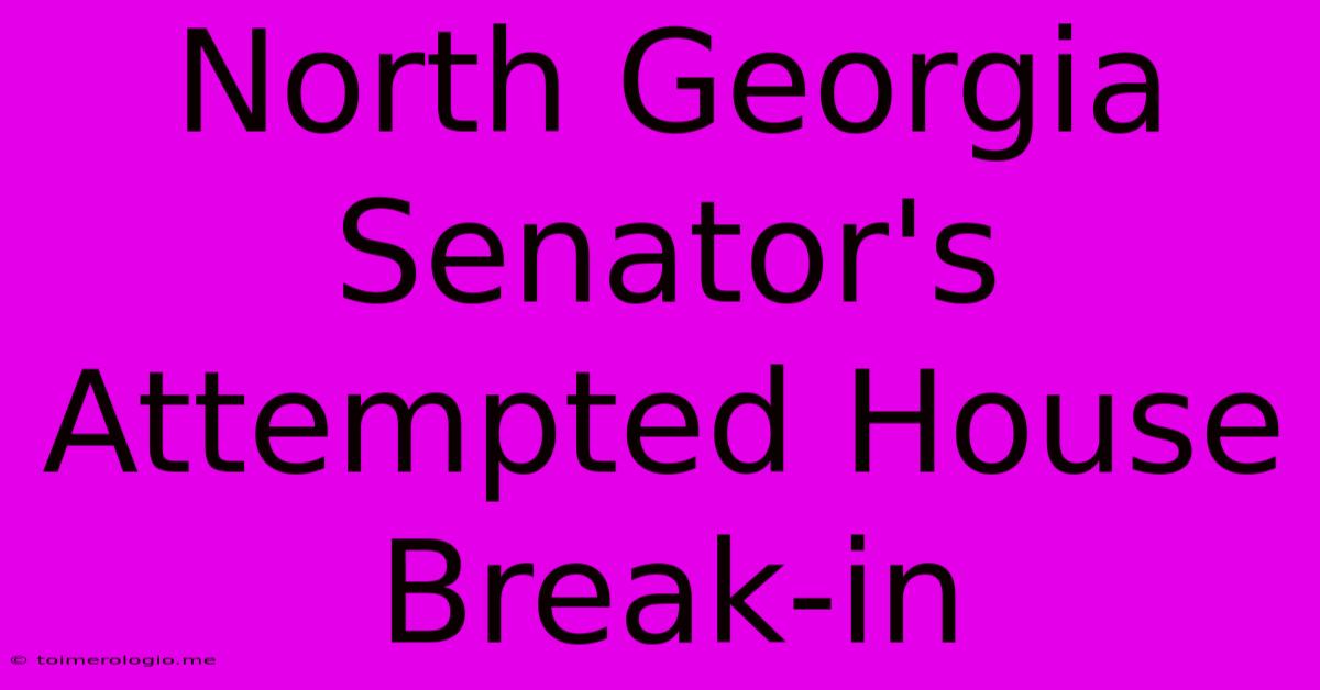 North Georgia Senator's Attempted House Break-in