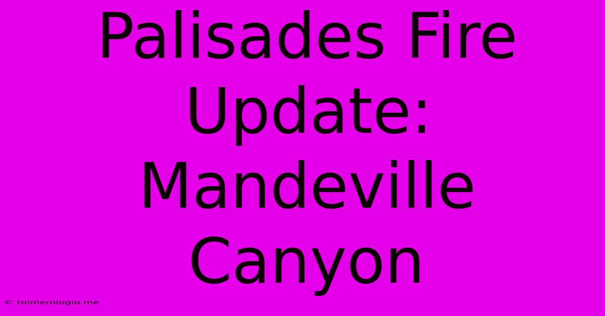 Palisades Fire Update: Mandeville Canyon