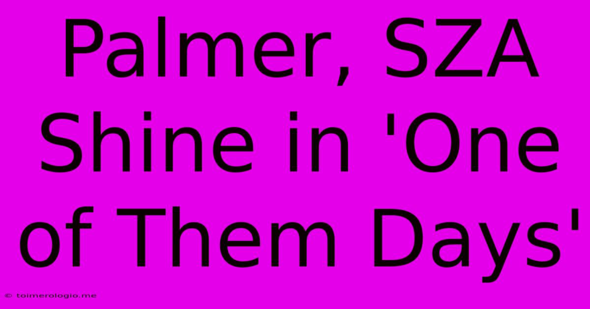 Palmer, SZA Shine In 'One Of Them Days'