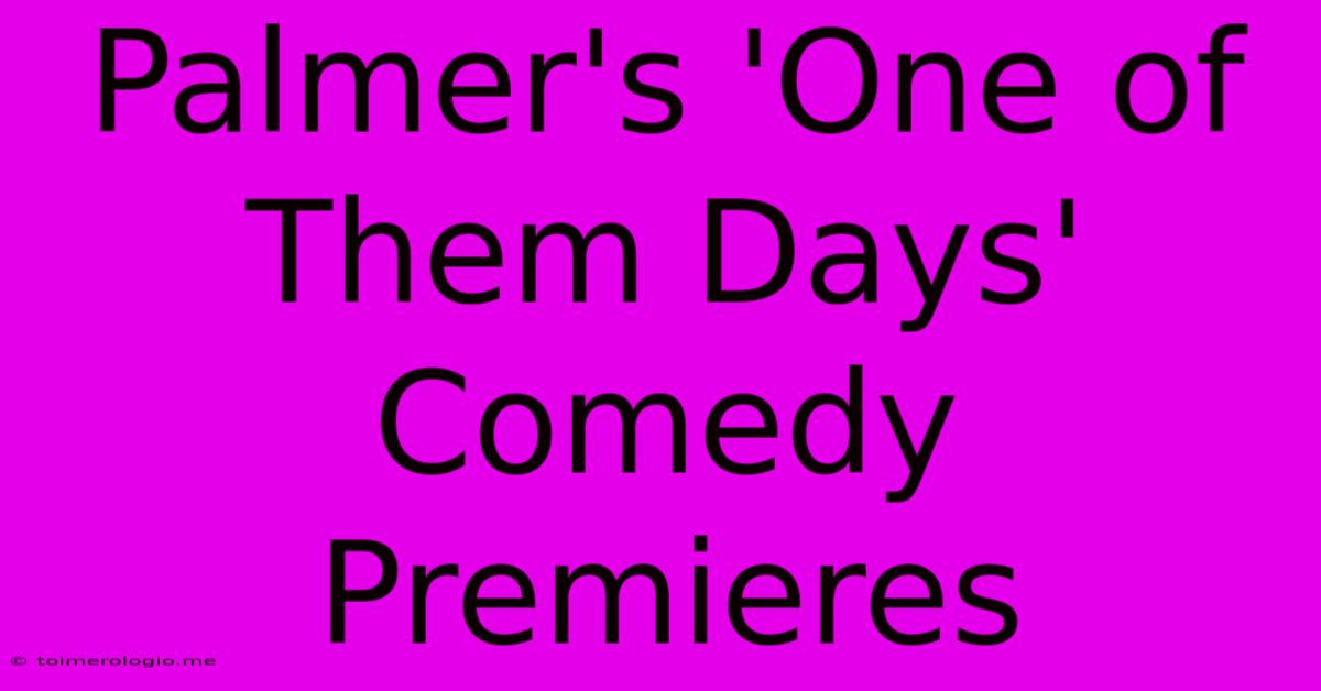 Palmer's 'One Of Them Days' Comedy Premieres