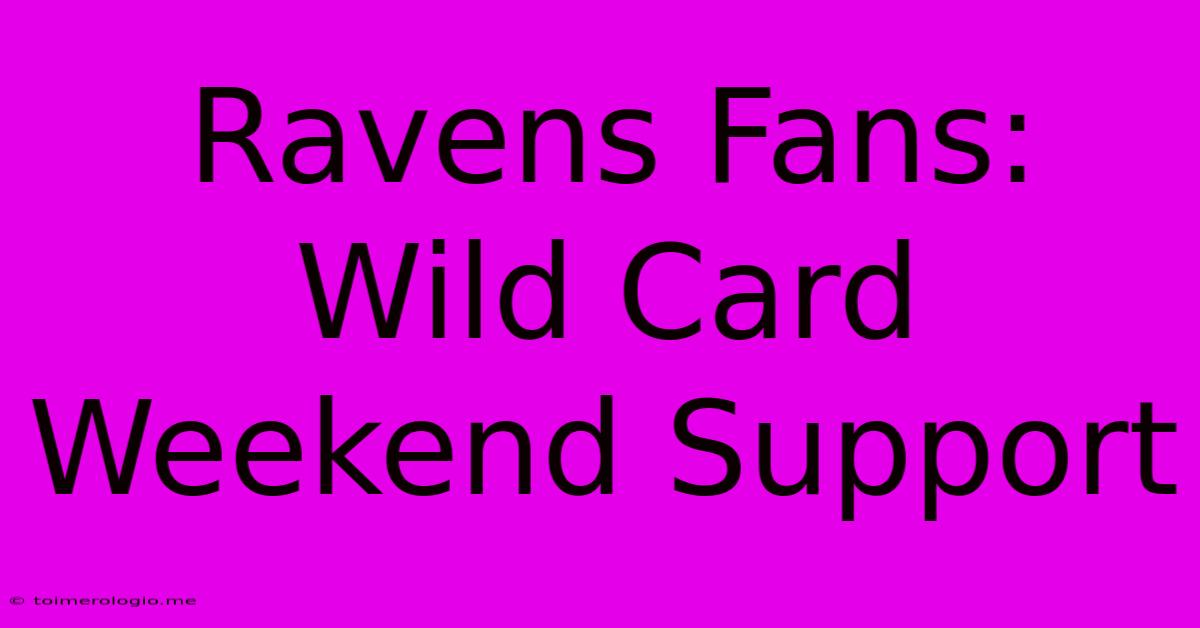 Ravens Fans: Wild Card Weekend Support