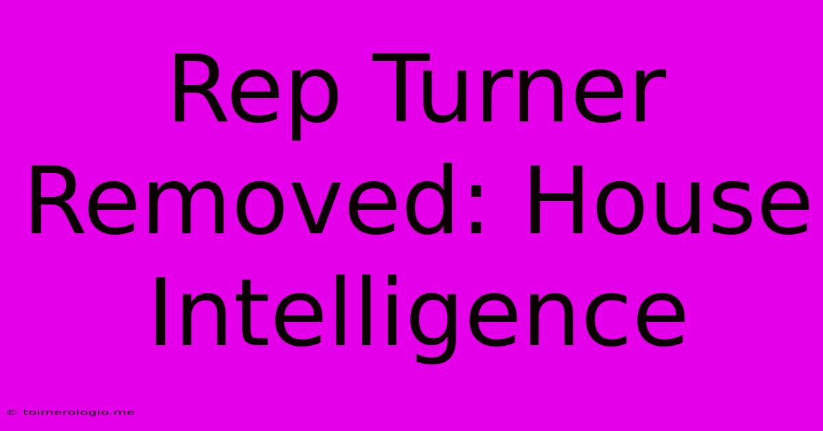 Rep Turner Removed: House Intelligence