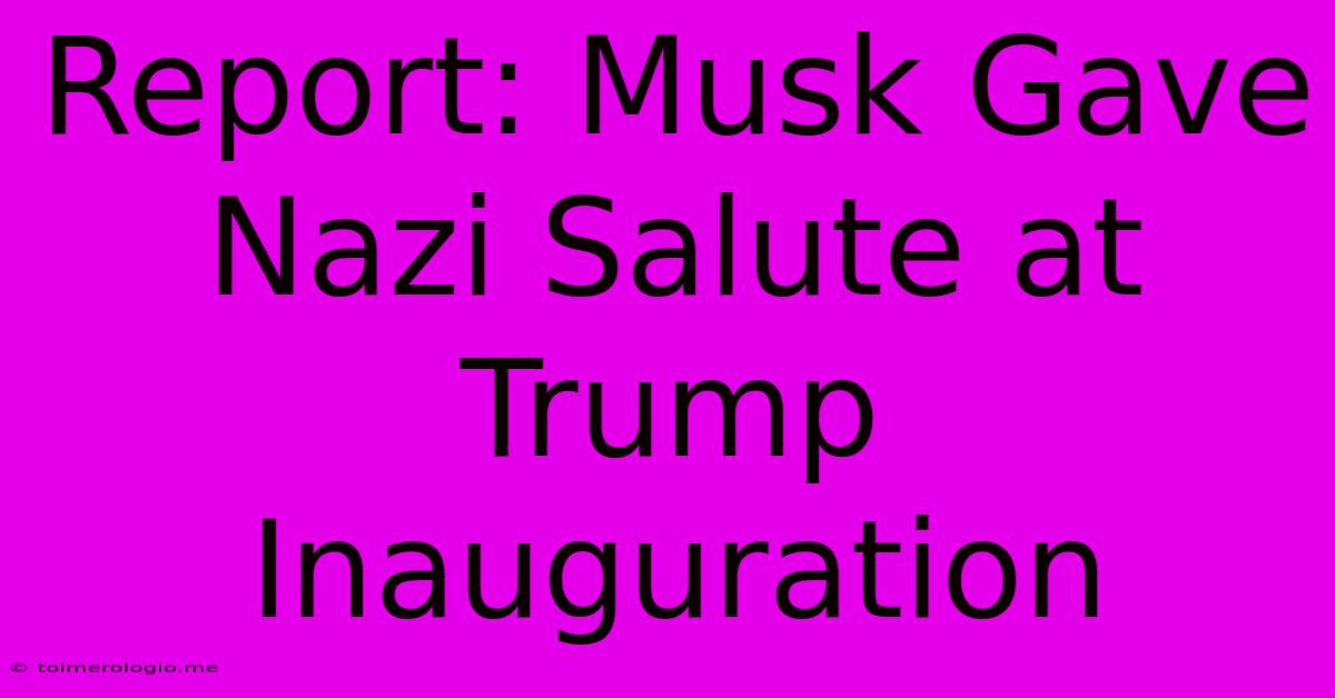 Report: Musk Gave Nazi Salute At Trump Inauguration