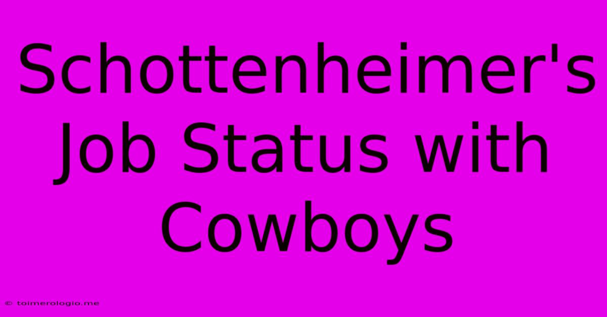 Schottenheimer's Job Status With Cowboys