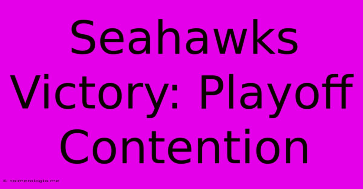 Seahawks Victory: Playoff Contention