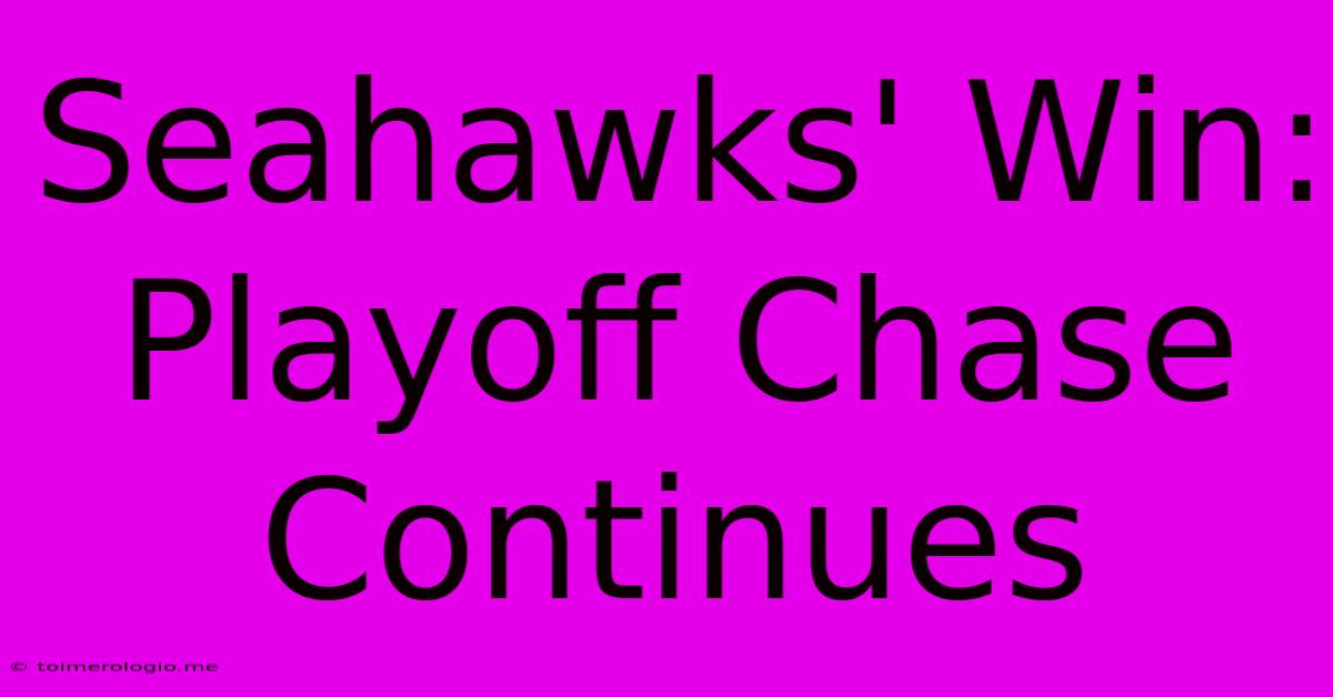 Seahawks' Win: Playoff Chase Continues