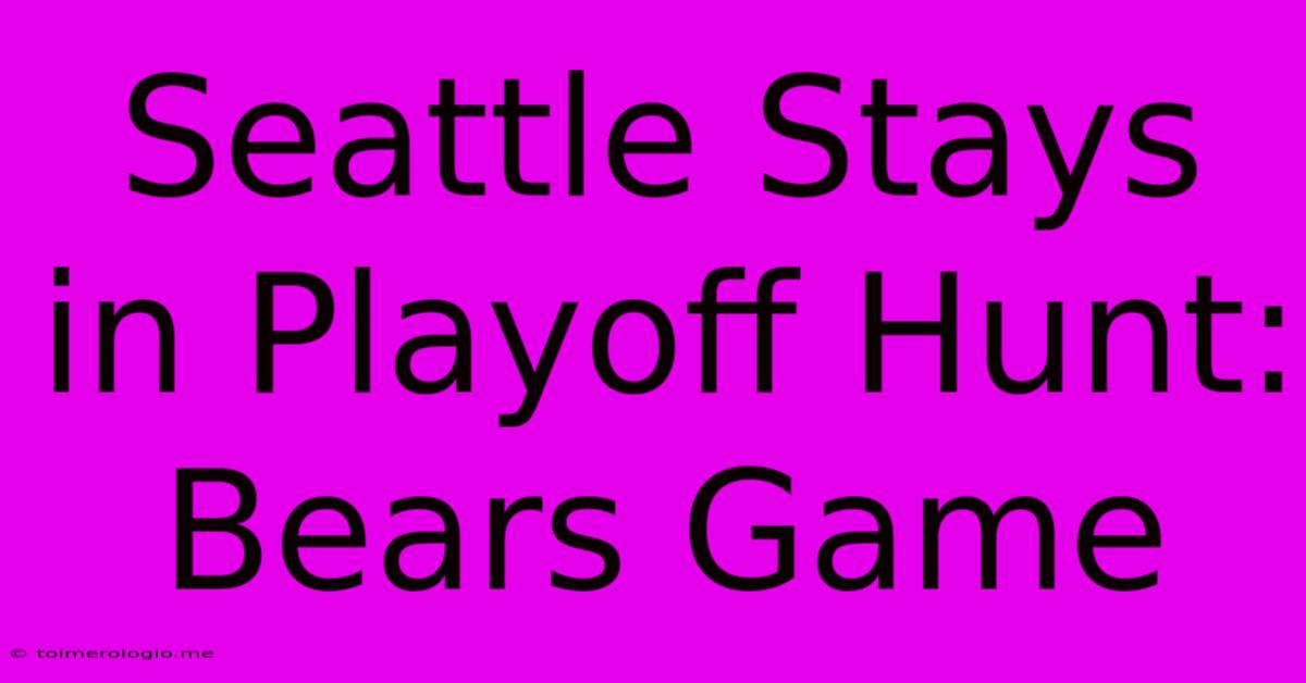 Seattle Stays In Playoff Hunt: Bears Game