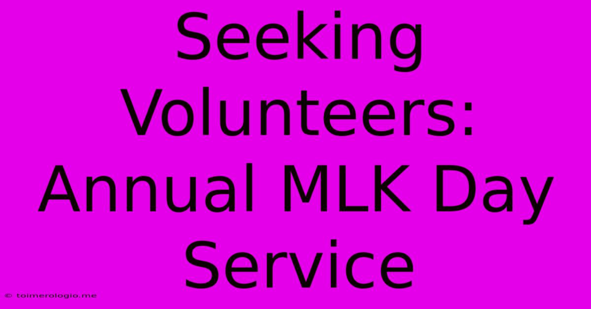 Seeking Volunteers: Annual MLK Day Service