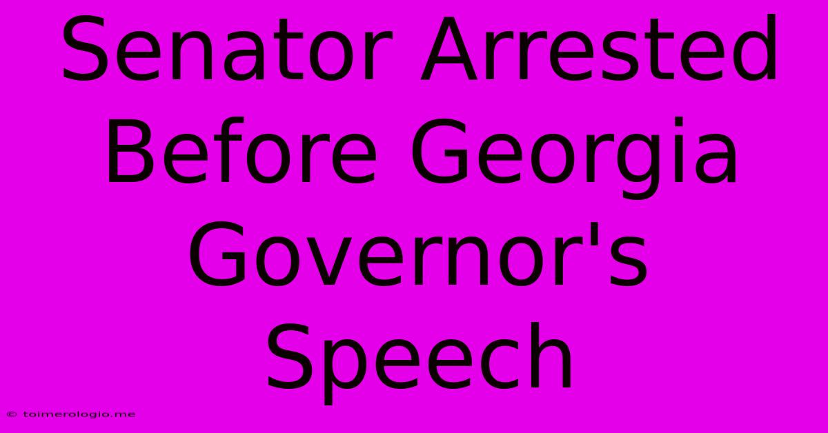 Senator Arrested Before Georgia Governor's Speech