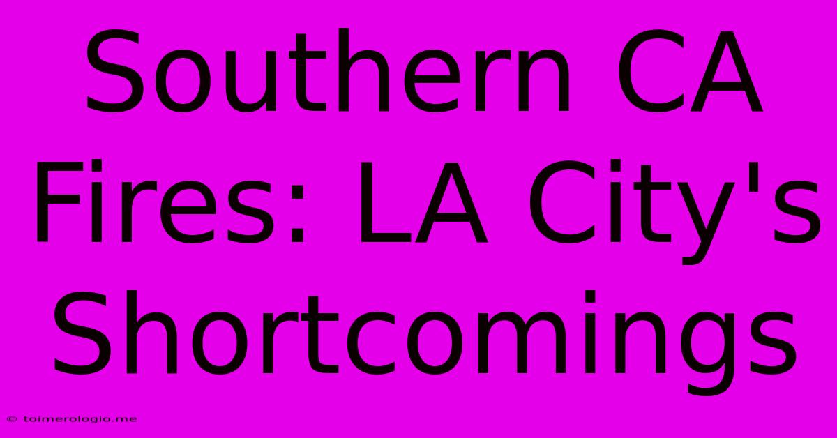 Southern CA Fires: LA City's Shortcomings