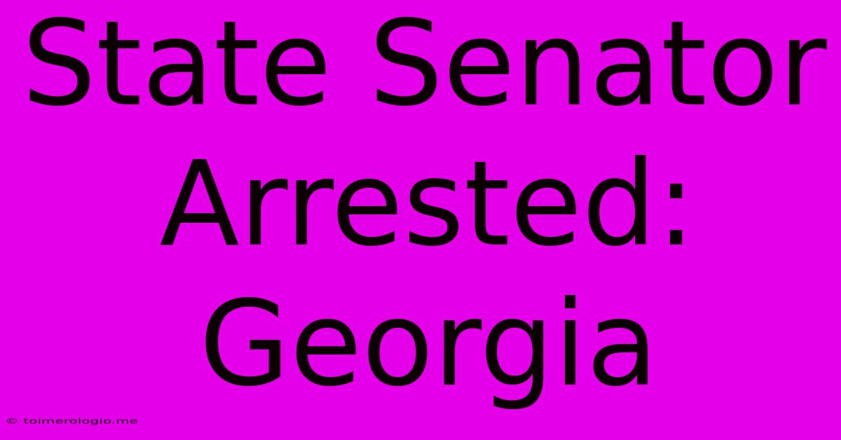 State Senator Arrested: Georgia