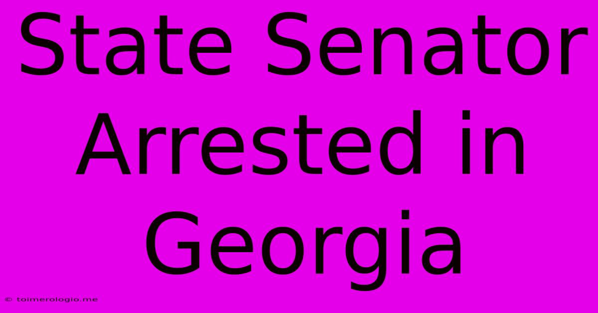 State Senator Arrested In Georgia