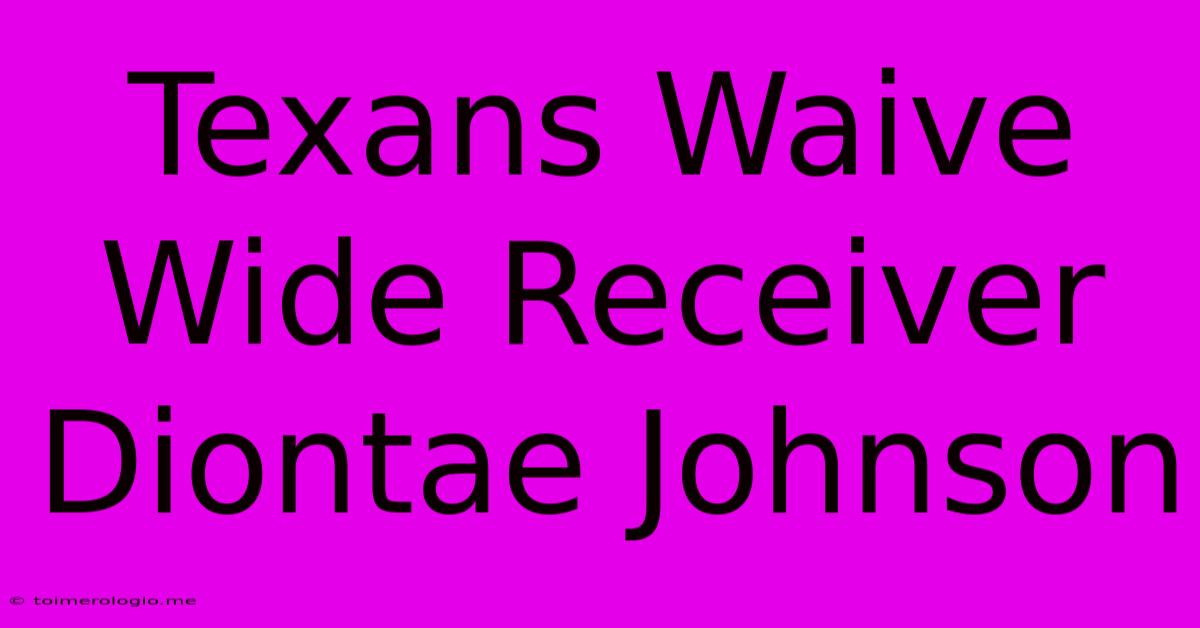 Texans Waive Wide Receiver Diontae Johnson