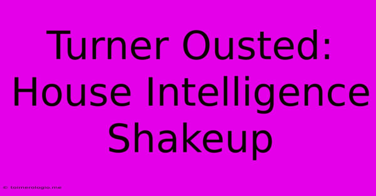 Turner Ousted: House Intelligence Shakeup