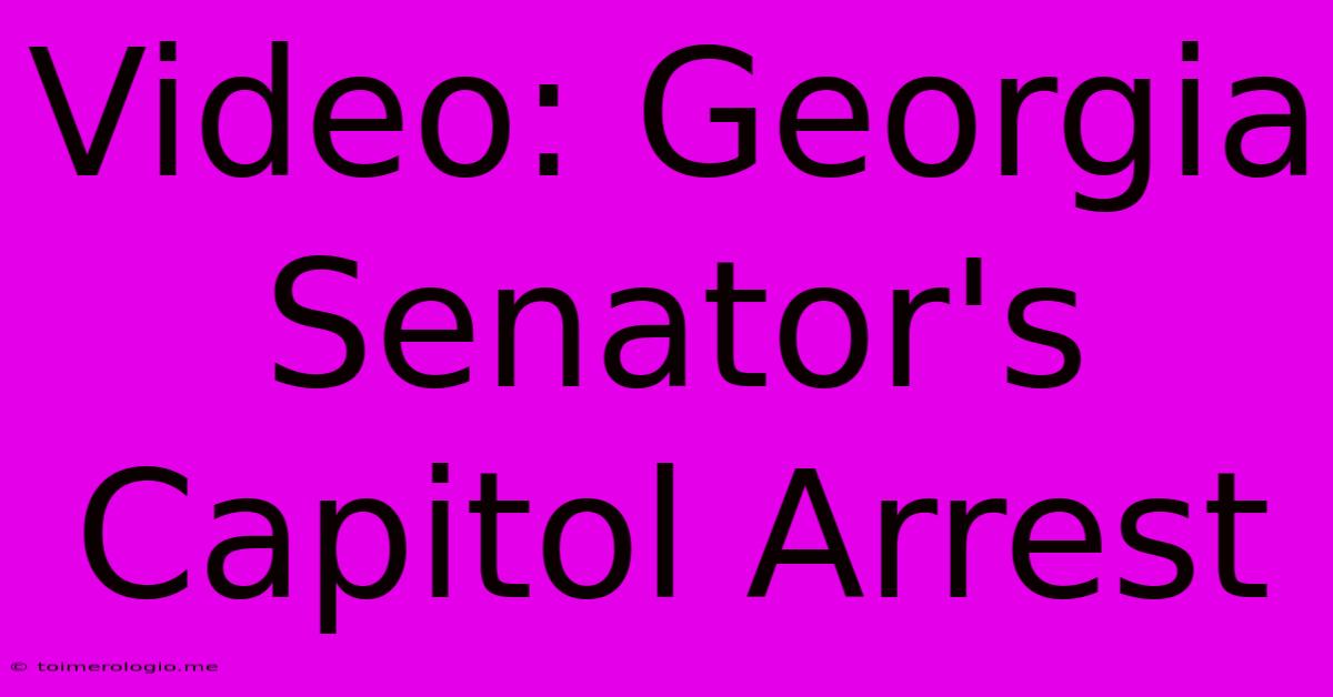 Video: Georgia Senator's Capitol Arrest