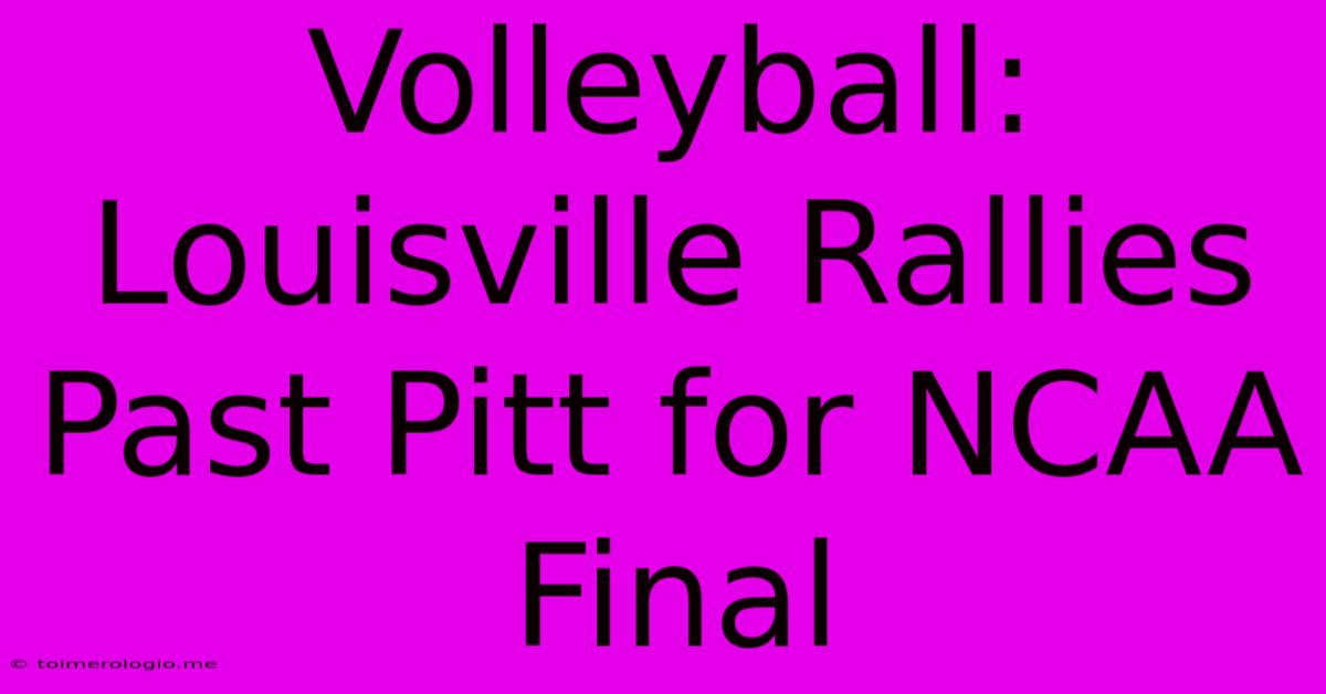 Volleyball: Louisville Rallies Past Pitt For NCAA Final